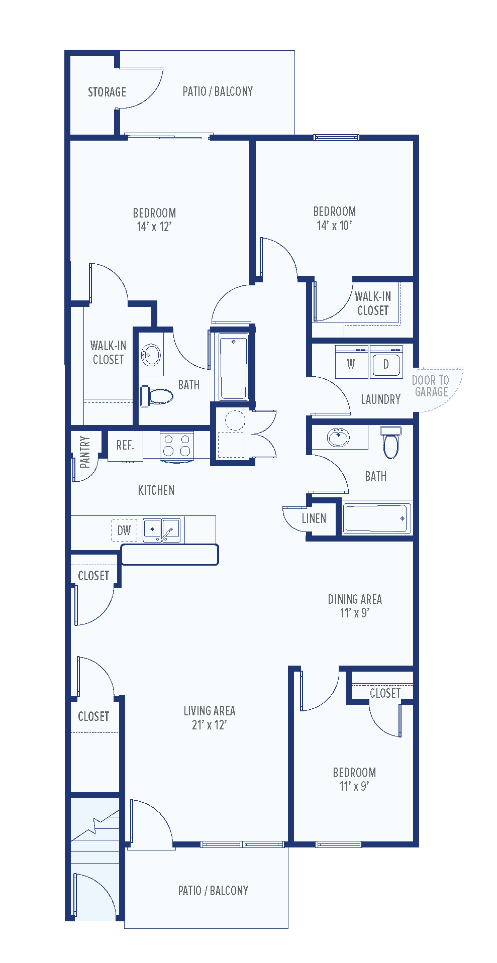 3 Bed 2.0 Bath Floor Plan
